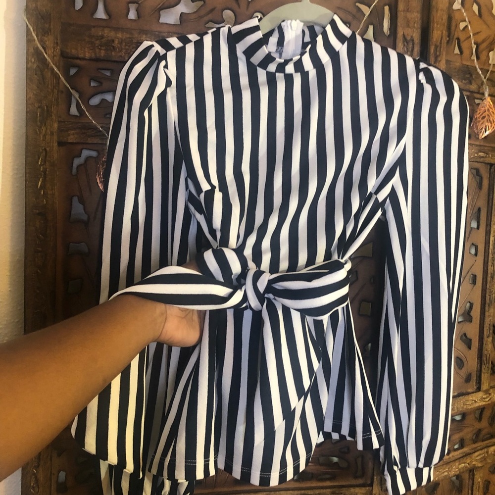 Striped blouse with tie | Never worn